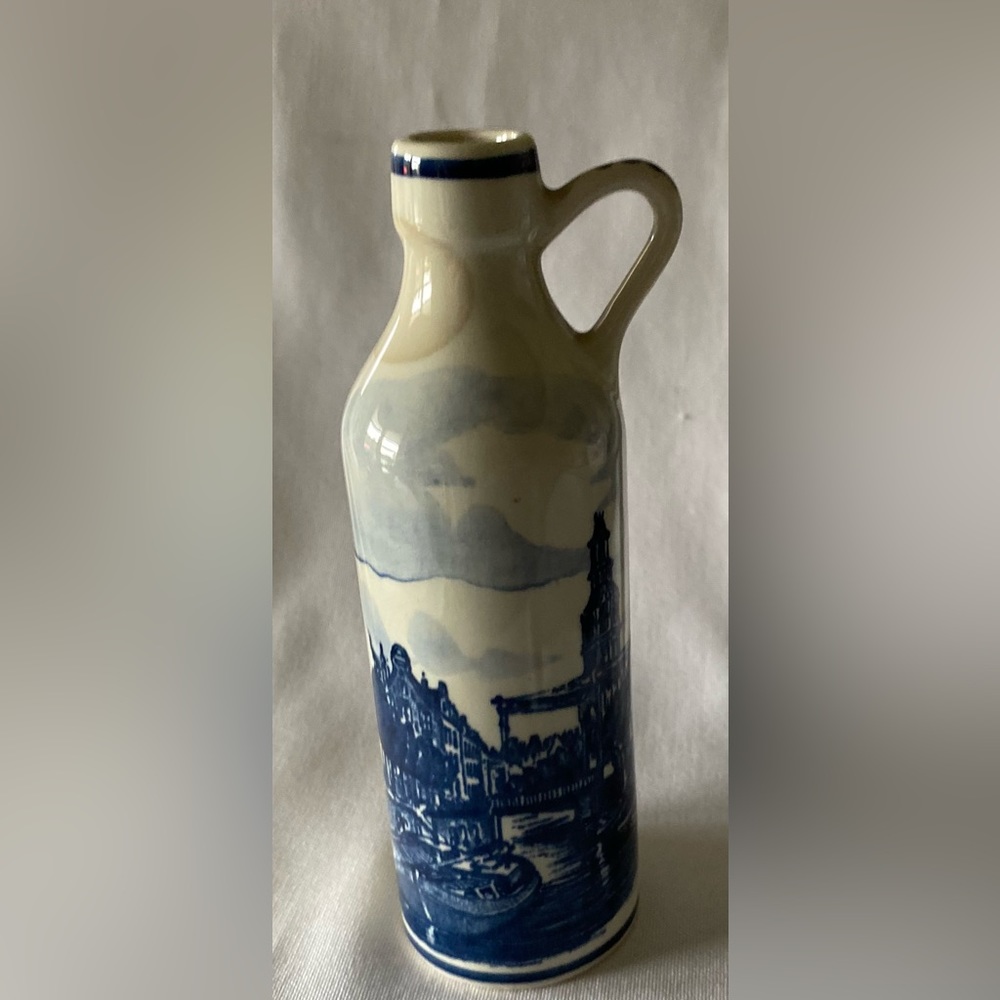 Holland America Lines Blue Delft Mini Liquor Decanter Jug Bottle w/ Handle 5.5"